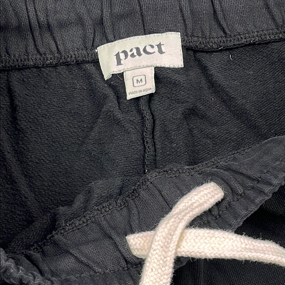 NEW‎ PACT M 100% Organic Cotton Joggers Black Unisex Sweatpants Pockets - Picture 3 of 15